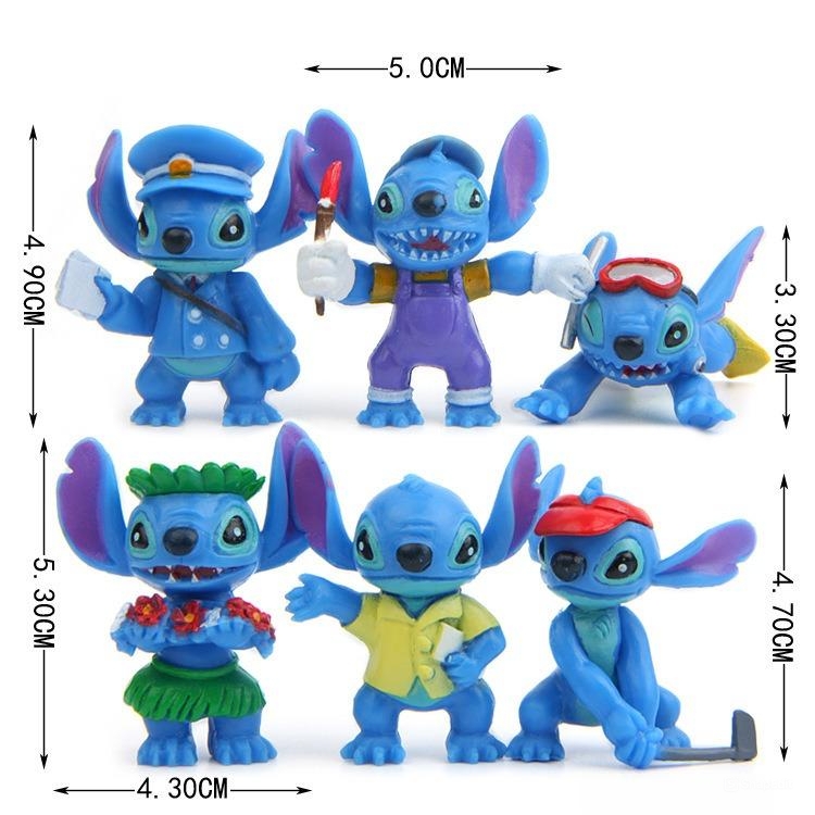 Bộ 6 Mô Hình Phim Hoạt Hình Lilo & Stitch, Mô Hình Cao 6cm, Decor Trang Trí, Bộ Sưu Tập Nhân Vật Yêu Thích