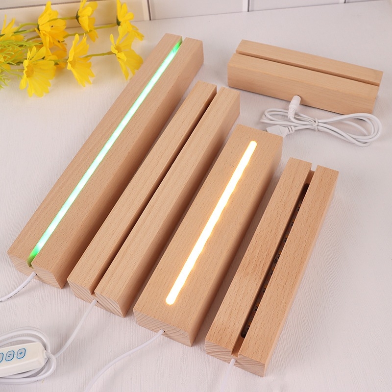 Đế Gỗ Đèn Led Phát Sáng Ban Đêm, Phụ Kiện Trang Trí Đồ Dùng Thêm Lung Linh, Decor Trang Trí