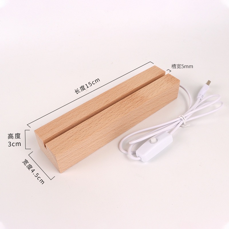 Đế Gỗ Đèn Led Phát Sáng Ban Đêm, Phụ Kiện Trang Trí Đồ Dùng Thêm Lung Linh, Decor Trang Trí