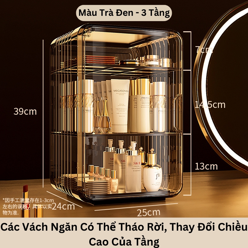 Kệ Đựng Mỹ Phẩm, Nước Hoa, Tủ Bảo Quản Đồ Trang Điểm Chống Bụi, Chống Nước, Trong Suốt Sang Trọng