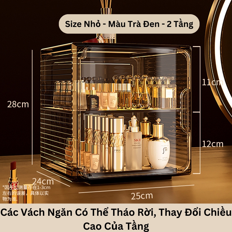 Kệ Đựng Mỹ Phẩm, Nước Hoa, Tủ Bảo Quản Đồ Trang Điểm Chống Bụi, Chống Nước, Trong Suốt Sang Trọng