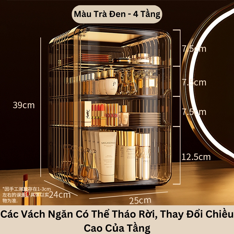Kệ Đựng Mỹ Phẩm, Nước Hoa, Tủ Bảo Quản Đồ Trang Điểm Chống Bụi, Chống Nước, Trong Suốt Sang Trọng