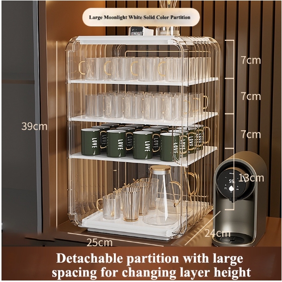Kệ Đựng Cốc, Ly Nước Acrylic Trong Suốt Chống Bụi Sang Trọng, Sắp Xếp Gọn Gàng, Tiết Kiệm Không Gian