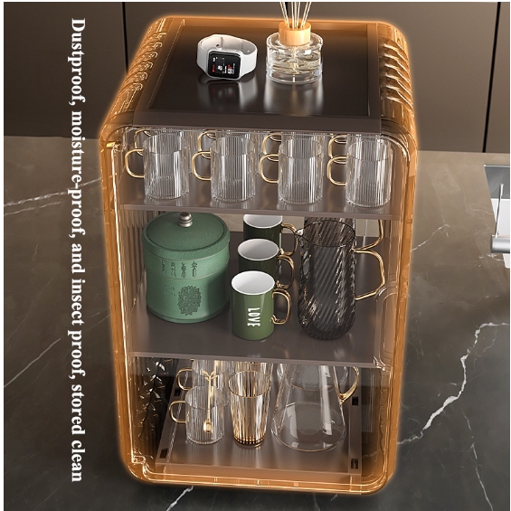 Kệ Đựng Cốc, Ly Nước Acrylic Trong Suốt Chống Bụi Sang Trọng, Sắp Xếp Gọn Gàng, Tiết Kiệm Không Gian