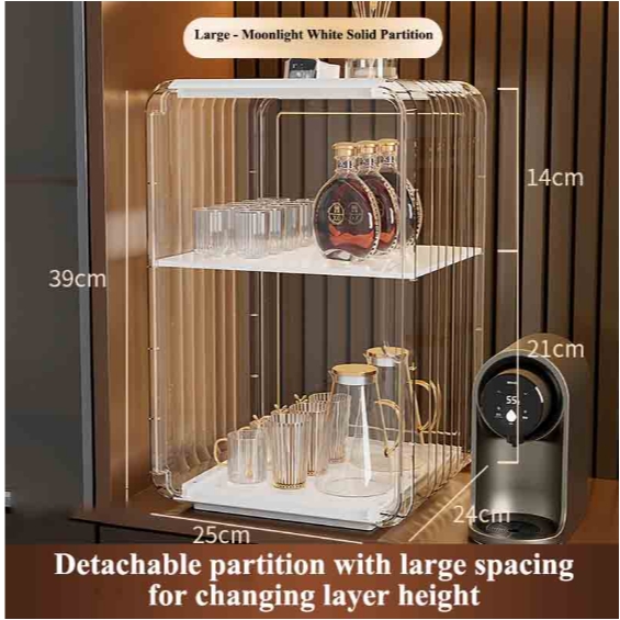 Kệ Đựng Cốc, Ly Nước Acrylic Trong Suốt Chống Bụi Sang Trọng, Sắp Xếp Gọn Gàng, Tiết Kiệm Không Gian