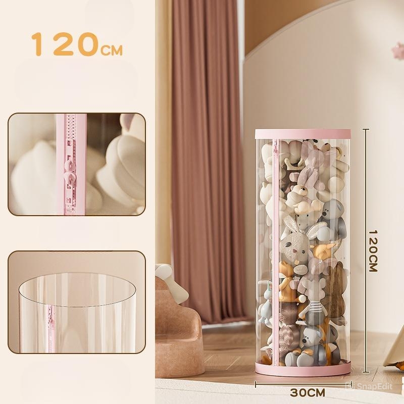 Hộp Đựng Gấu Bông, Búp Bê Hình Trụ Tròn Trong Suốt, Sắp Xếp Đồ Chơi Cho Bé Gọn Gàng, Sạch Sẽ, Đẹp Đẽ