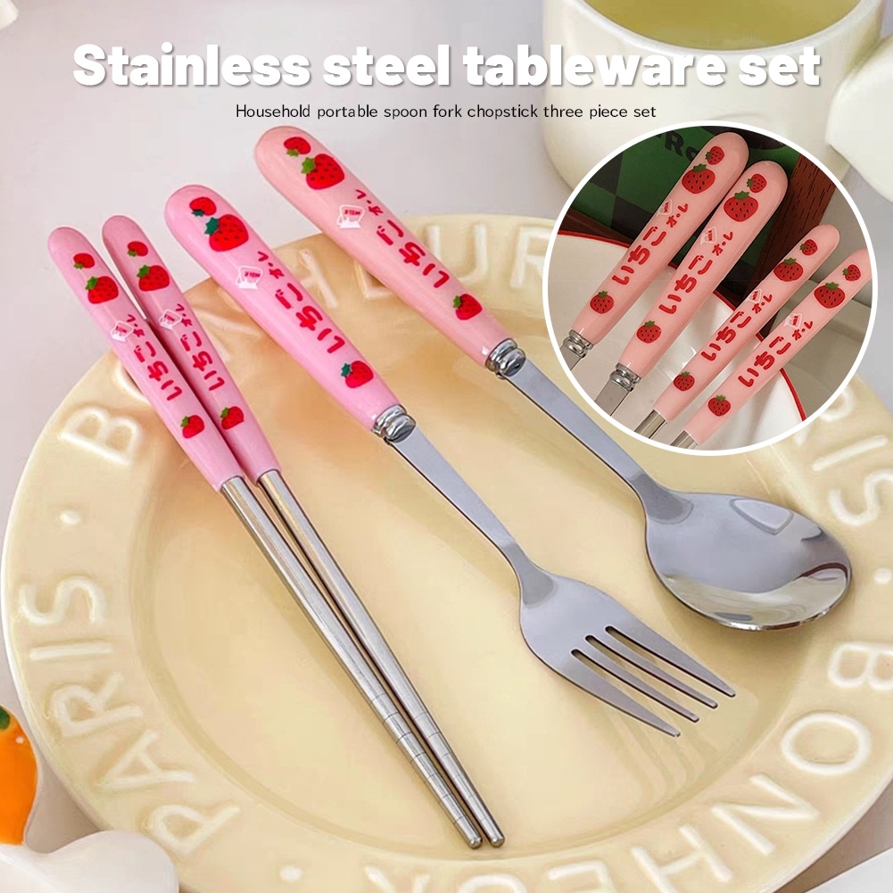 Set 3 Thìa Inox Nĩa Đũa Tiện Lợi Giá Rẻ Mang Đi Du Lịch Tiện Lợi - BEB059