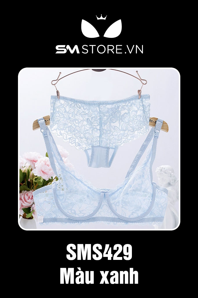 SMS429 - set đồ lót nữ xuyên thấu với họa tiết ren hoa siêu mỏng