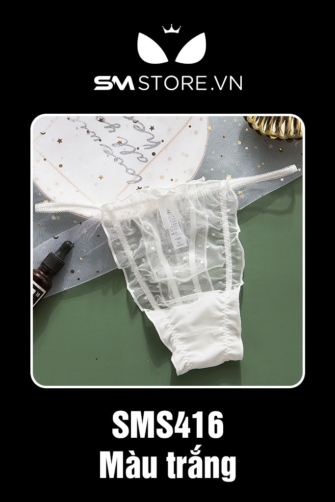 SMS416 - quần lót siêu nhỏ 1 dây với họa tiết chấm bi xuyên thấu