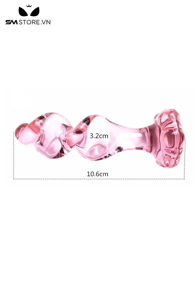 SMT095 - butt plug thủy tinh và phích cắm hình xoắn dài 10,6cm