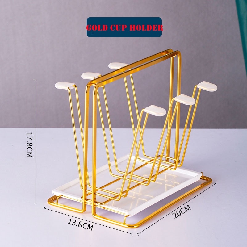 Giá Úp Cốc Nhập Khẩu Châu Âu Mạ Vàng Có Khay - BEE078
