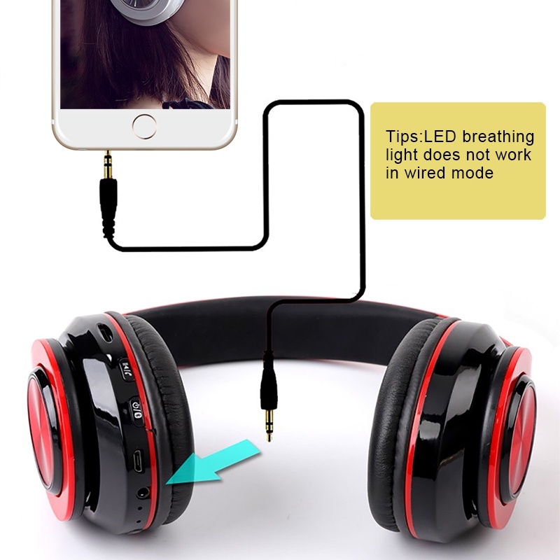 Tai nghe bluetooth không dây B39 có tích hợp FM, đèn Led, gấp gọn - BEE081