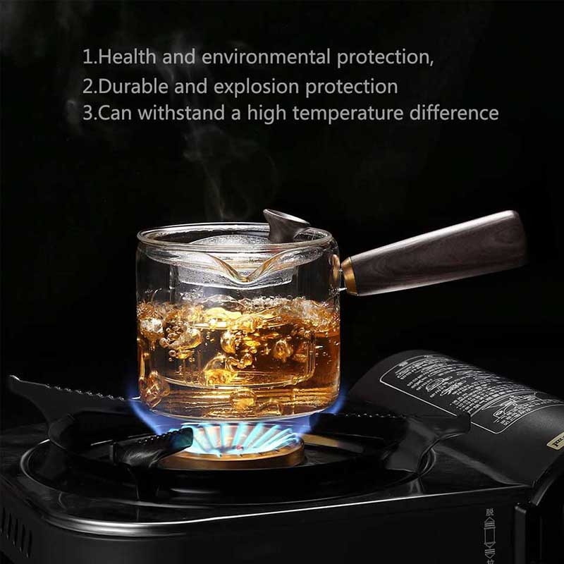 Ấm Trà Thủy Tinh Lõi Lọc Infuser 500ml Tay Cầm Bằng Gỗ - BEE090