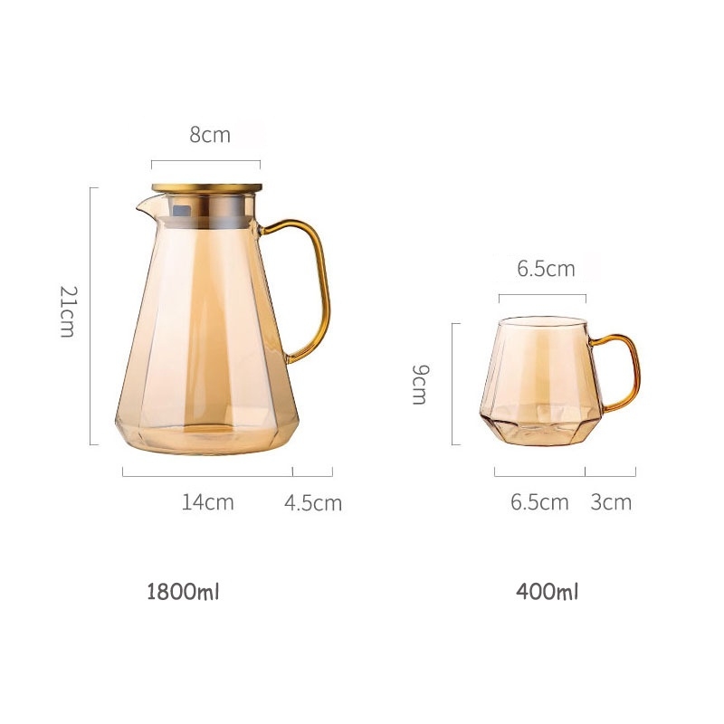 (Tặng 4 Cốc) Bình Đựng Nước Thủy Tinh Phong Cách Bắc Âu Sang Trọng | BEE119
