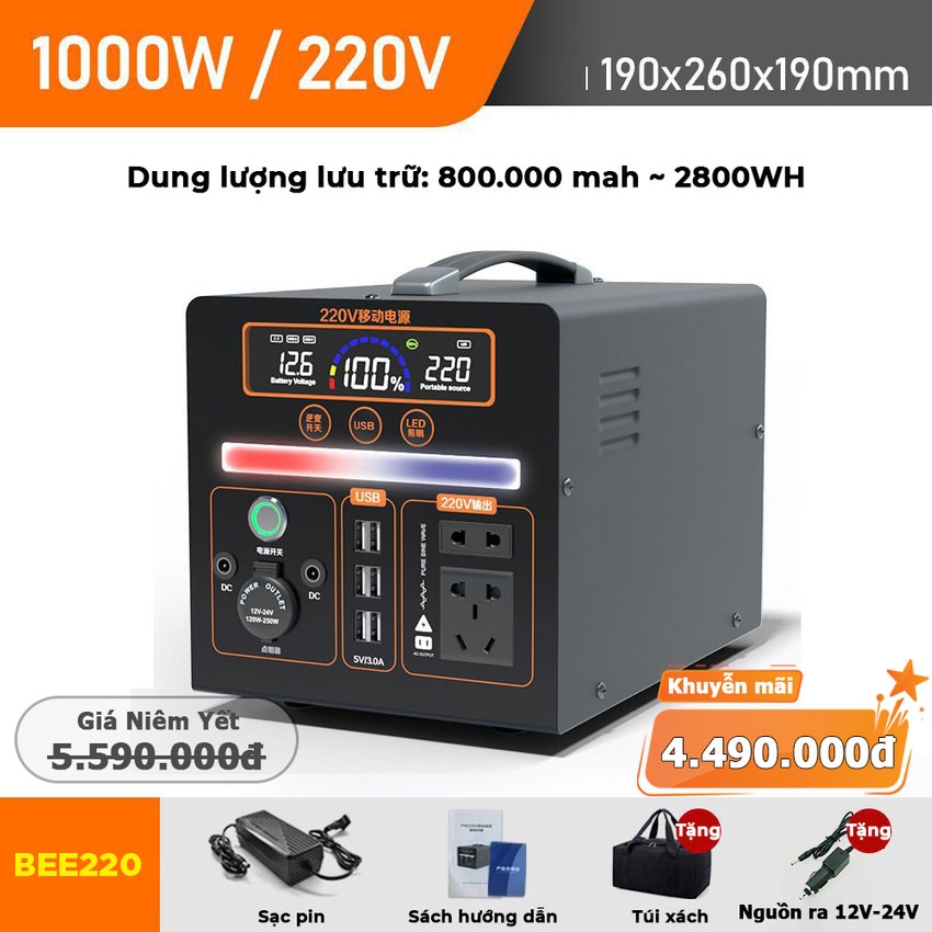 Bộ lưu điện BEE220 - bình tích điện dự phòng - Giảm giá 50%