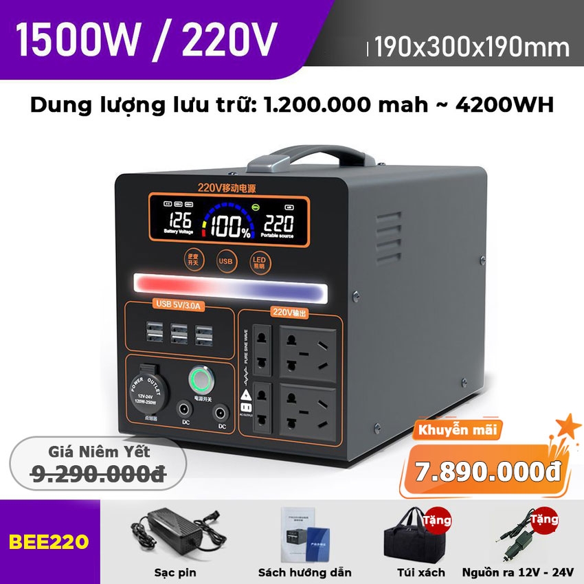 Bộ lưu điện BEE220 - bình tích điện dự phòng - Giảm giá 50%