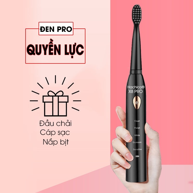 Bàn chải điện Hachico Sonic X8 Pro, bàn chải đánh răng điện tiện lợi siêu sạch - BEB030