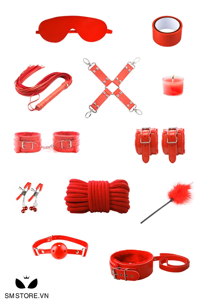 SMT096 - Dụng cụ chơi SM bộ 12 món màu đỏ