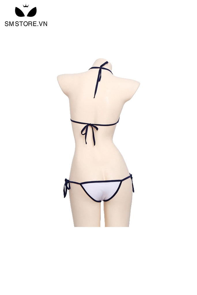 SMS196 - set bikini hai mảnh màu trắng che ngang và cột dây