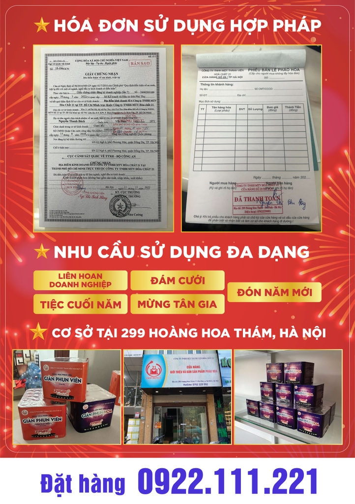 Combo giàn phun hoa bộ quốc phòng 2024