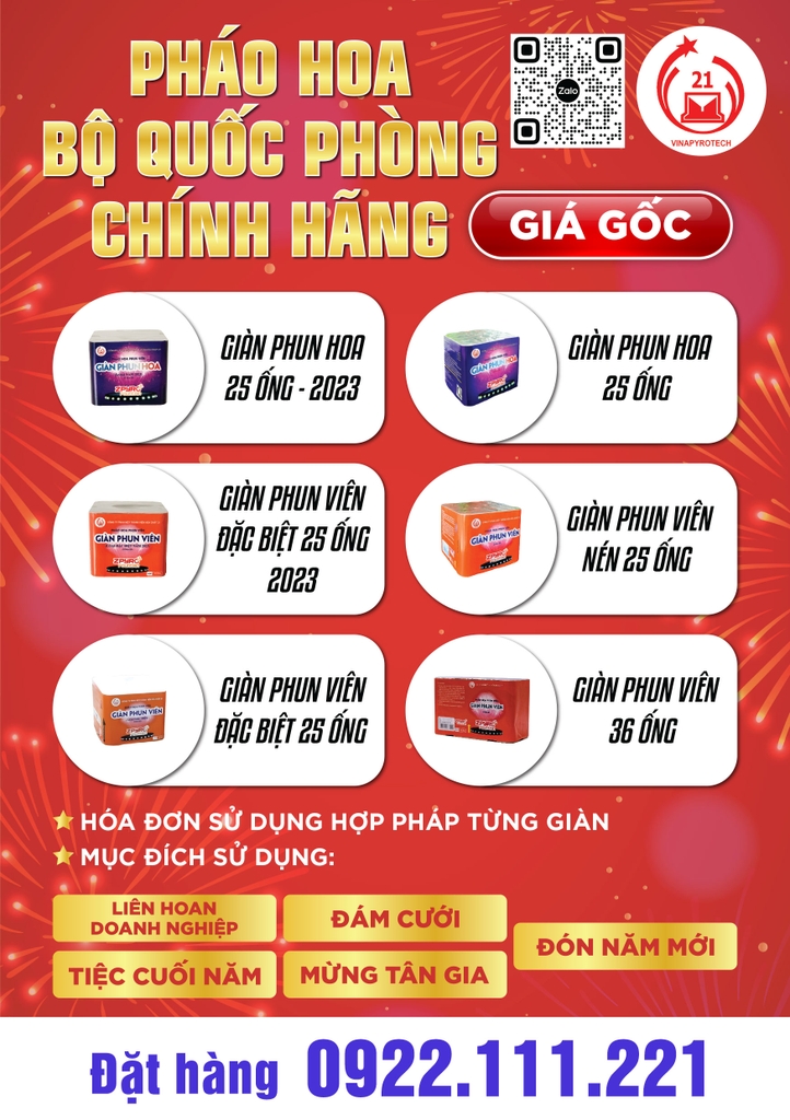 Combo giàn phun hoa bộ quốc phòng 2024