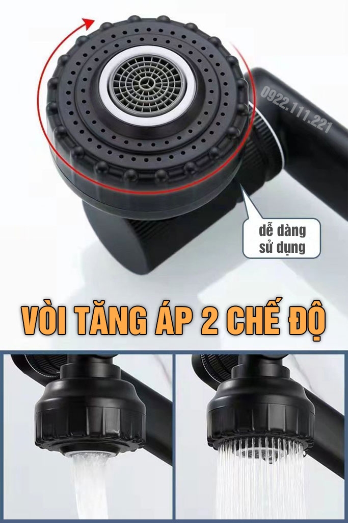 Vòi nước rửa chén bát xịt 720 độ tăng áp nóng lạnh BEE001
