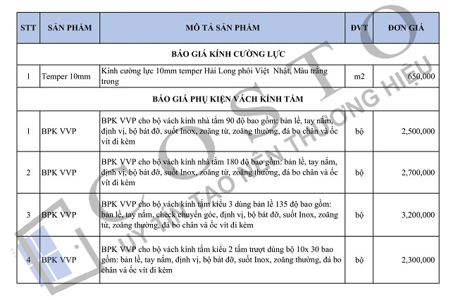 BÁO GIÁ VÁCH KÍNH NHÀ TẮM