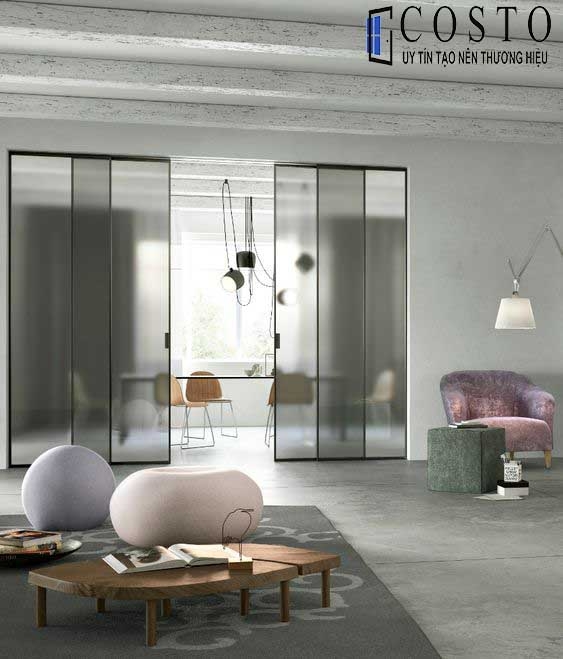 cửa lùa slim không ray dưới
