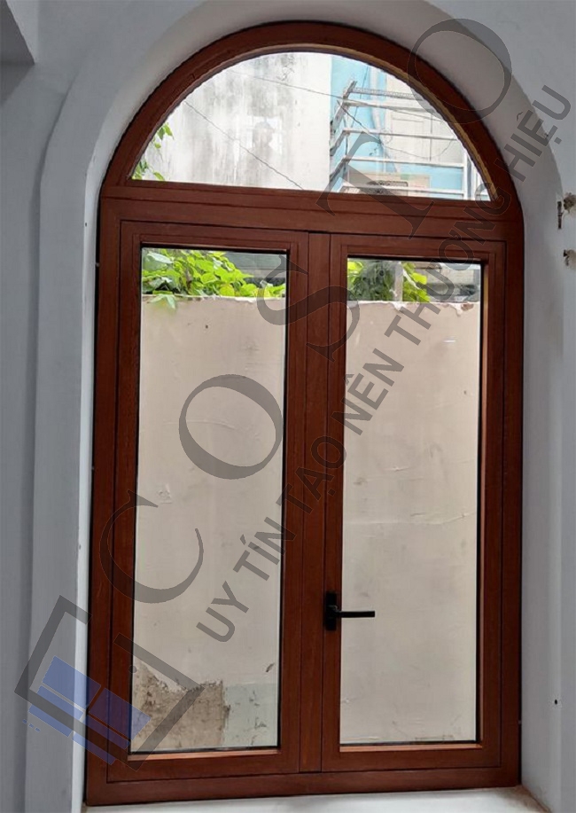 Cửa nhôm vân gỗ 2 cánh