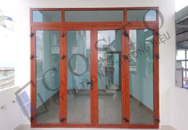Cửa nhôm Xingfa 4 cánh giả gỗ