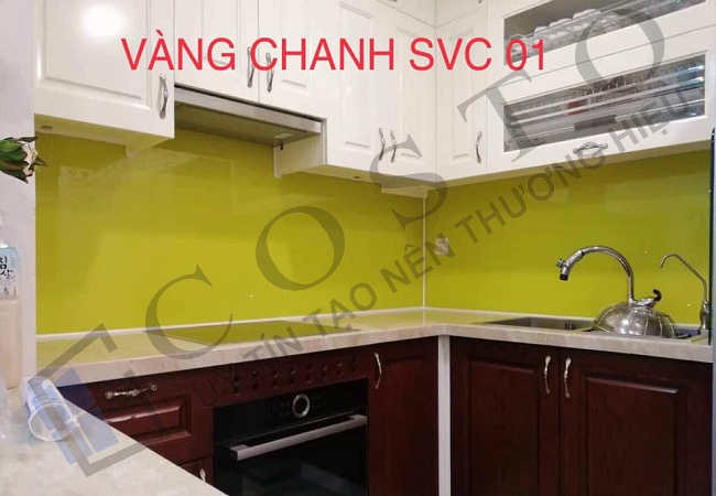 Kính bếp màu vàng chanh