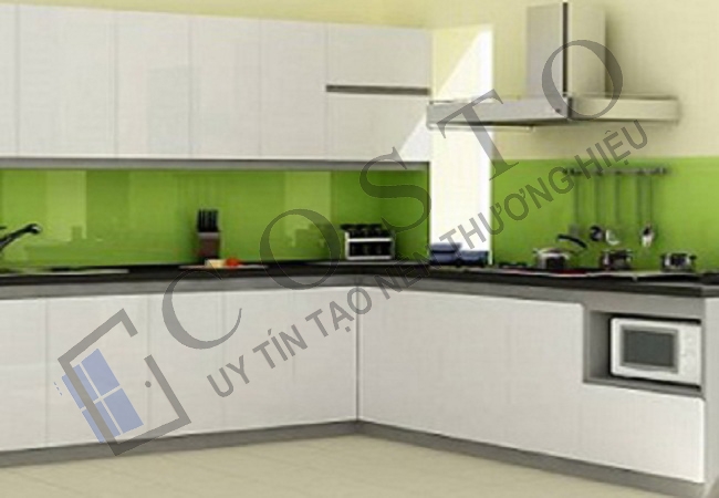 Kính bếp màu xanh non