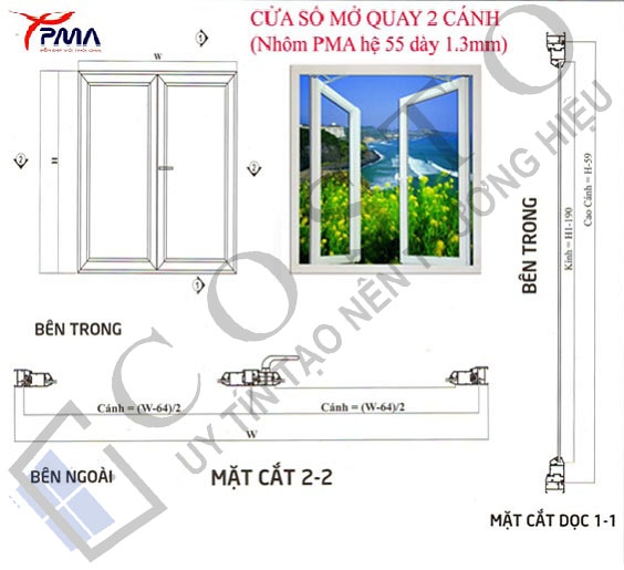 Nhôm PMA 2 cánh
