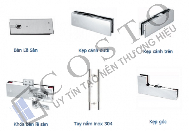 Phụ kiện cửa kính thủy lực 2 cánh