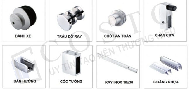 Phụ kiện cửa lùa treo kính cường lực