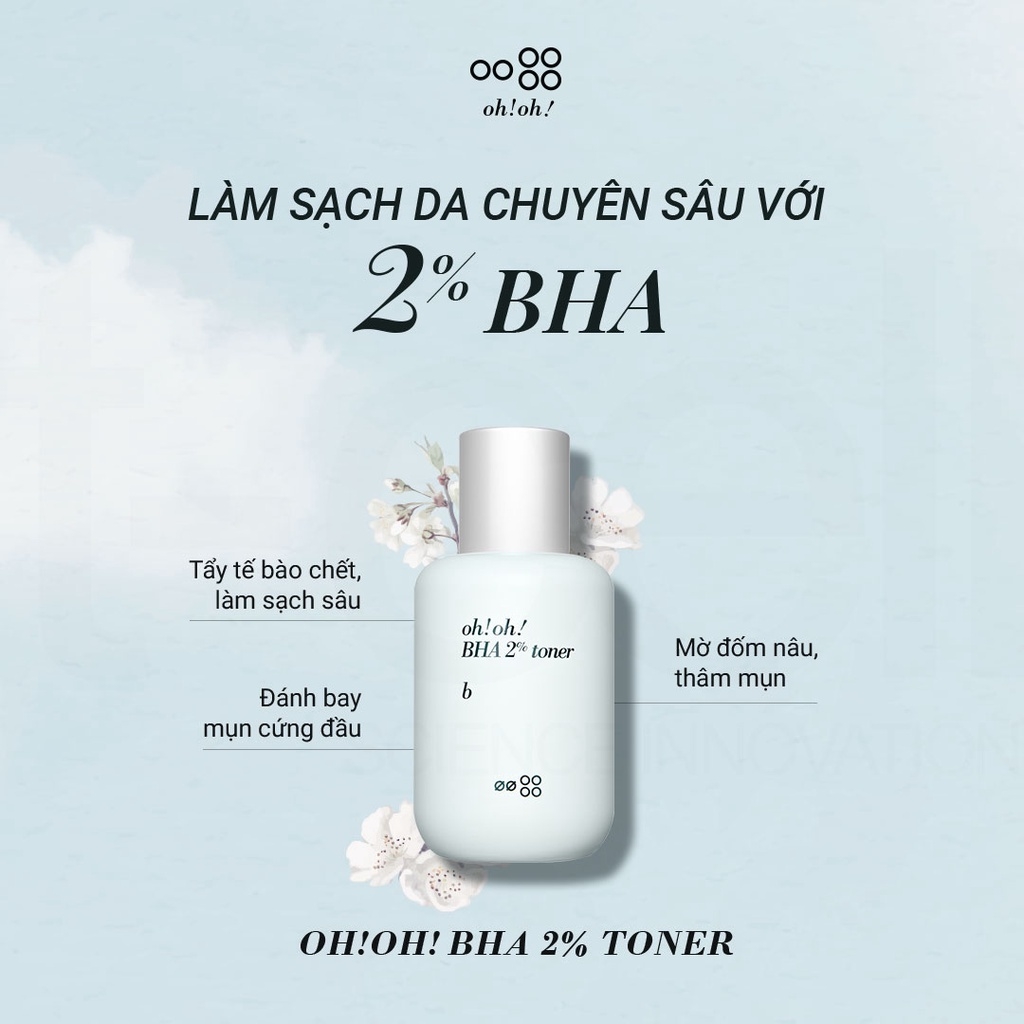 Toner oh!oh! 2% BHA  Tẩy Tế Bào Chết, Làm Sạch 75ml