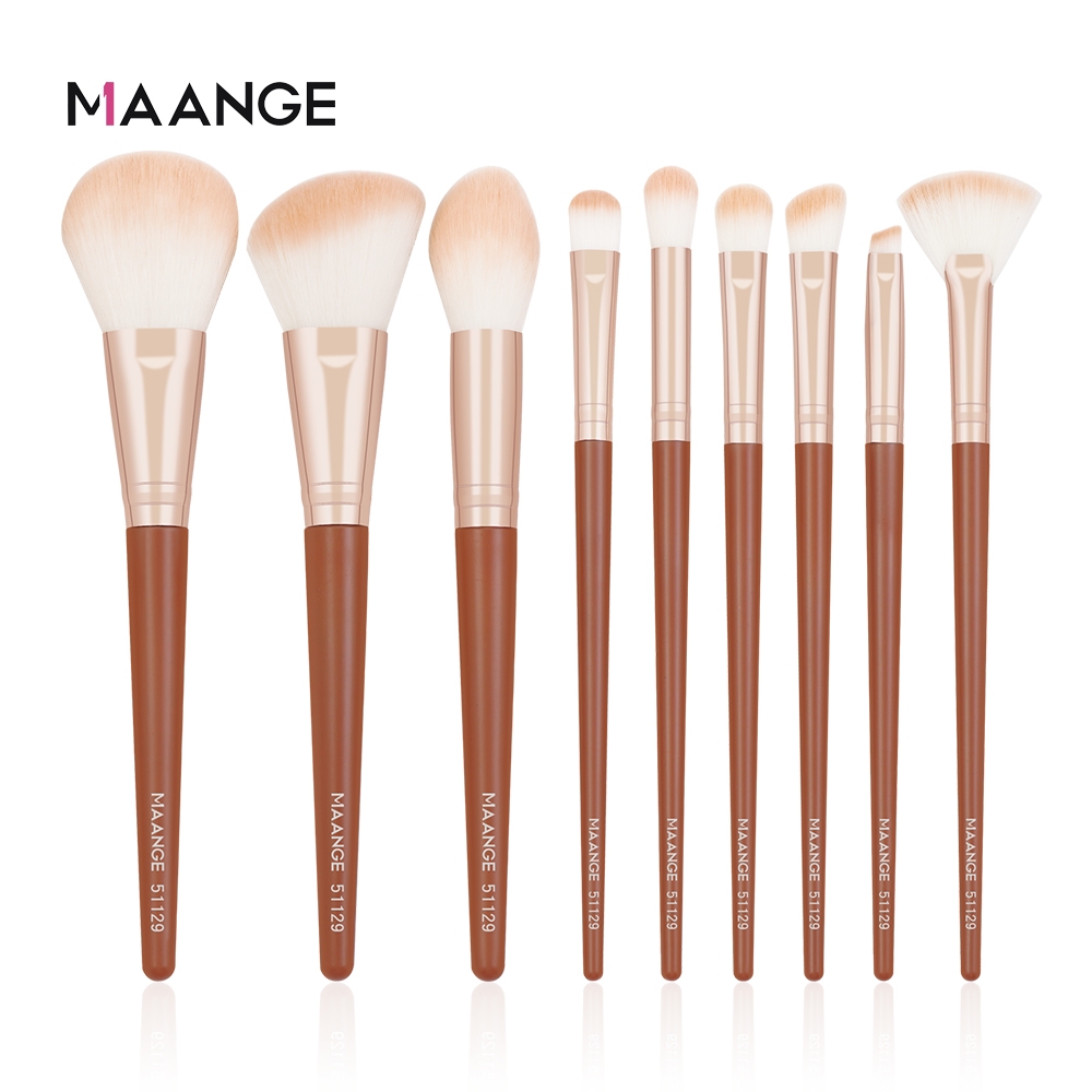 Bộ 9 Cọ Trang Điểm Maange Cao Cấp (Không Kèm Hộp) 51129YK Nâu