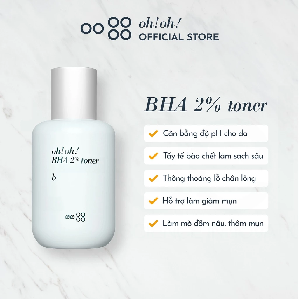 Toner oh!oh! 2% BHA  Tẩy Tế Bào Chết, Làm Sạch 75ml