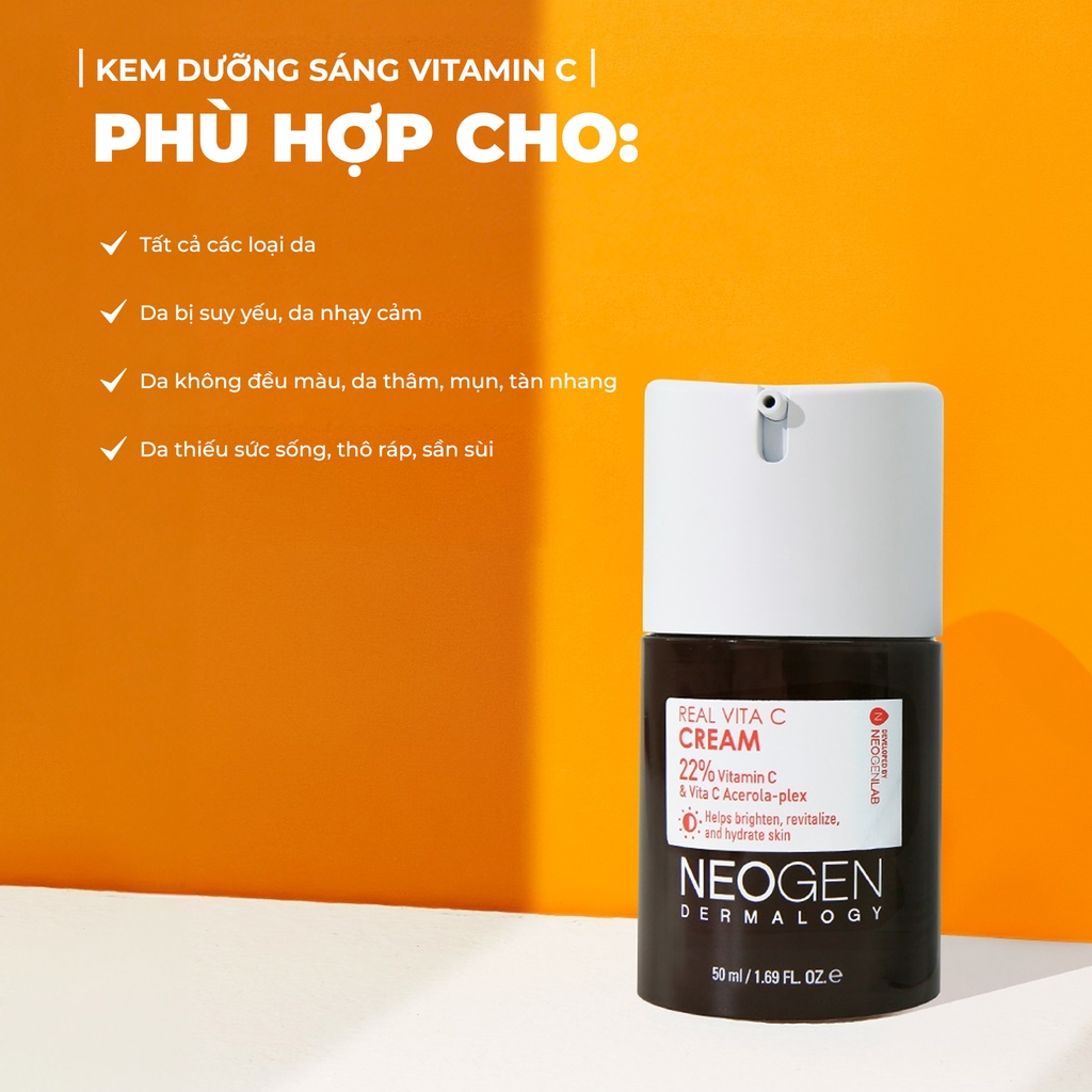 Kem Dưỡng Neogen Dermalogy Dưỡng Sáng Da, Mờ Thâm Real Vita C 22% 50ml