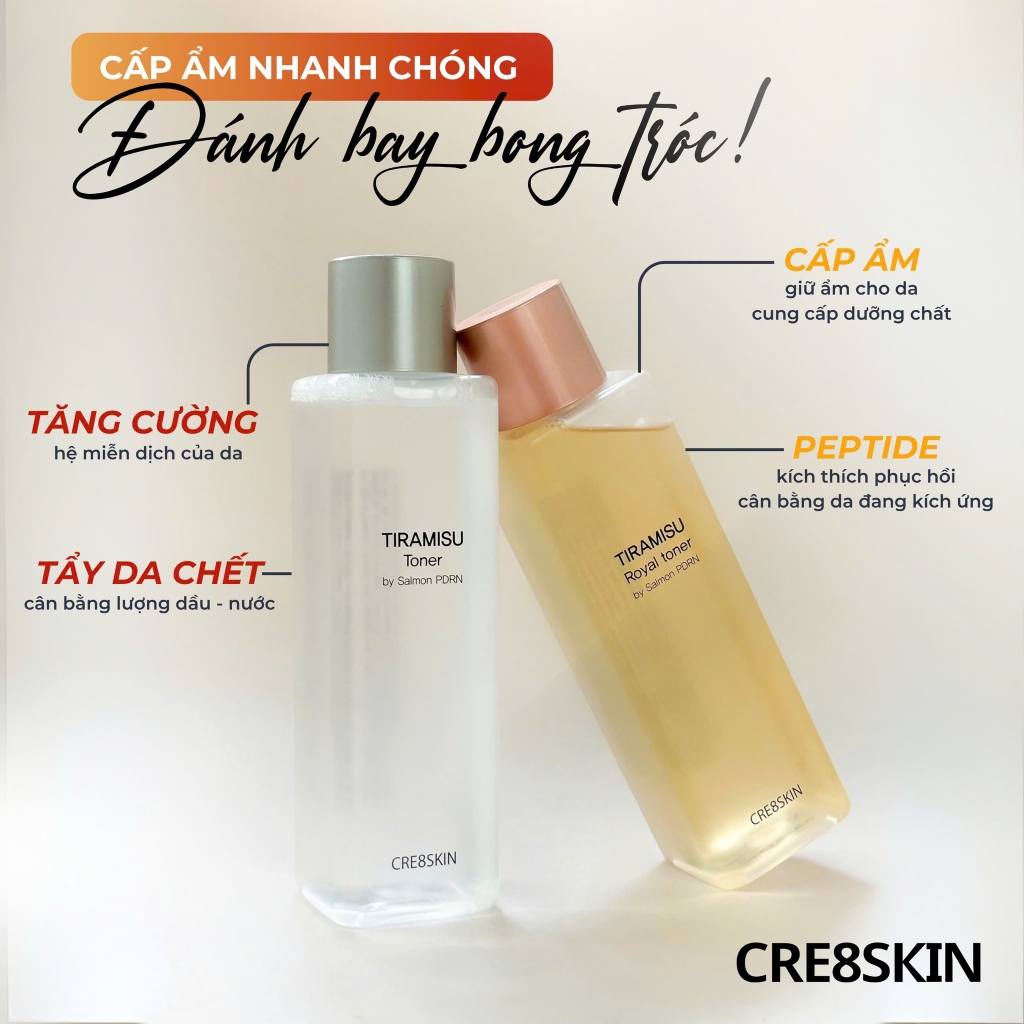 Nước Cân Bằng Tiramisu Toner By Salmon PDRN Cre8skin 250ml