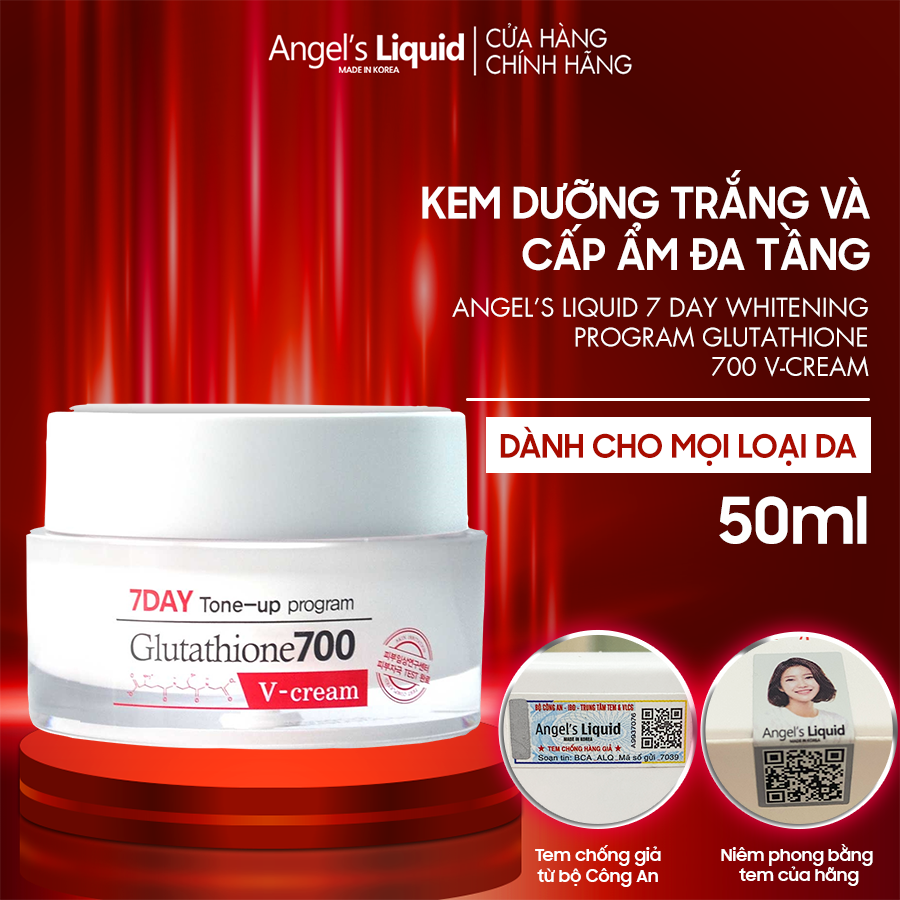 Kem Angel's Liquid 7Day Whitening Program Glutathione 700 V-Cream Dưỡng Trắng Da 50ml