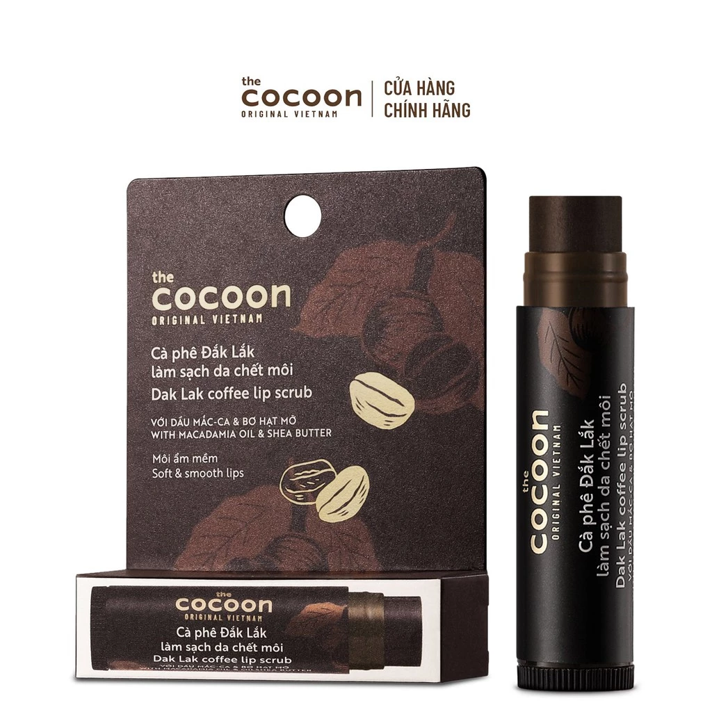 Tẩy Da Môi Cocoon Scrub With Macadamia Oil And Shea Butter Soft Smooth Lips Cà Phê Đắk Lắk 5g