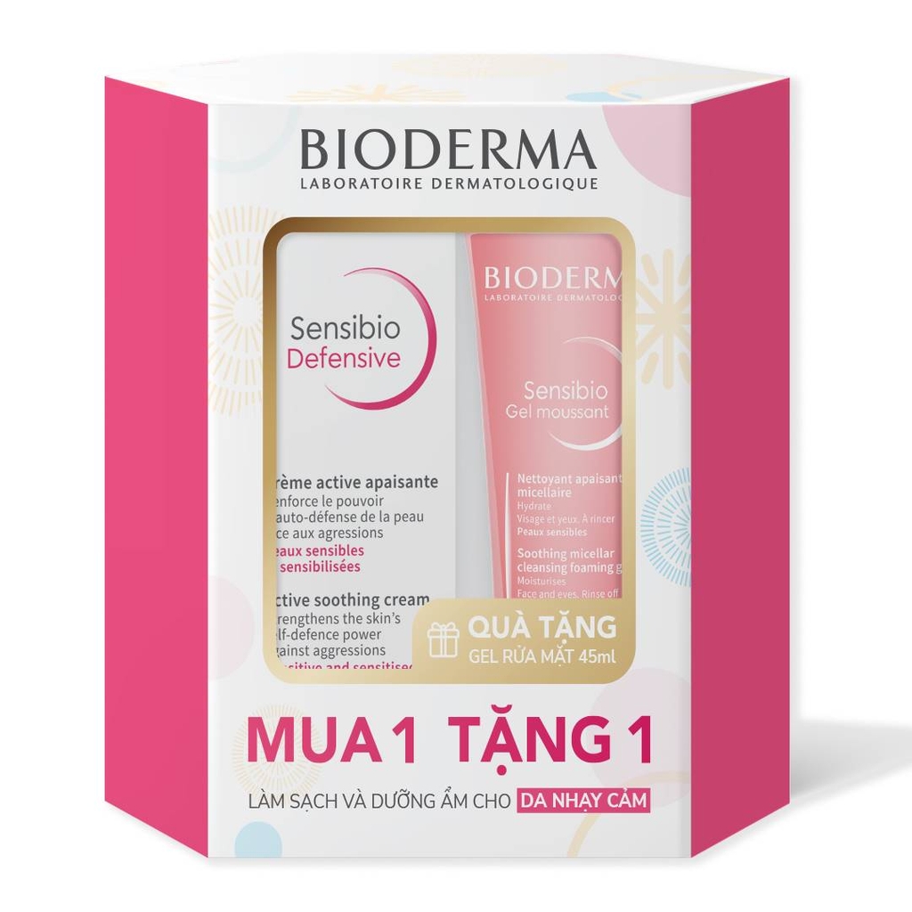 Combo Kem Dưỡng Bioderma Cấp Ẩm Và Làm Dịu Cho Da Nhạy Cảm 40ml + Gel Rửa Mặt 45ml