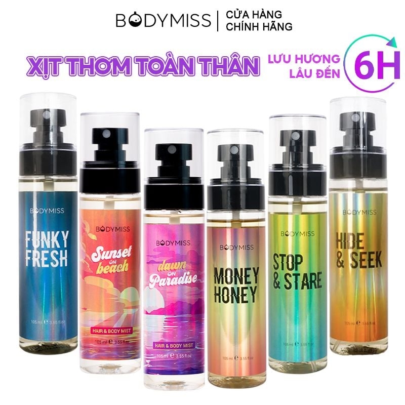 Xịt Thơm Bodymist Unisex Nam Nữ Lưu Hương Lâu 6h 105ml