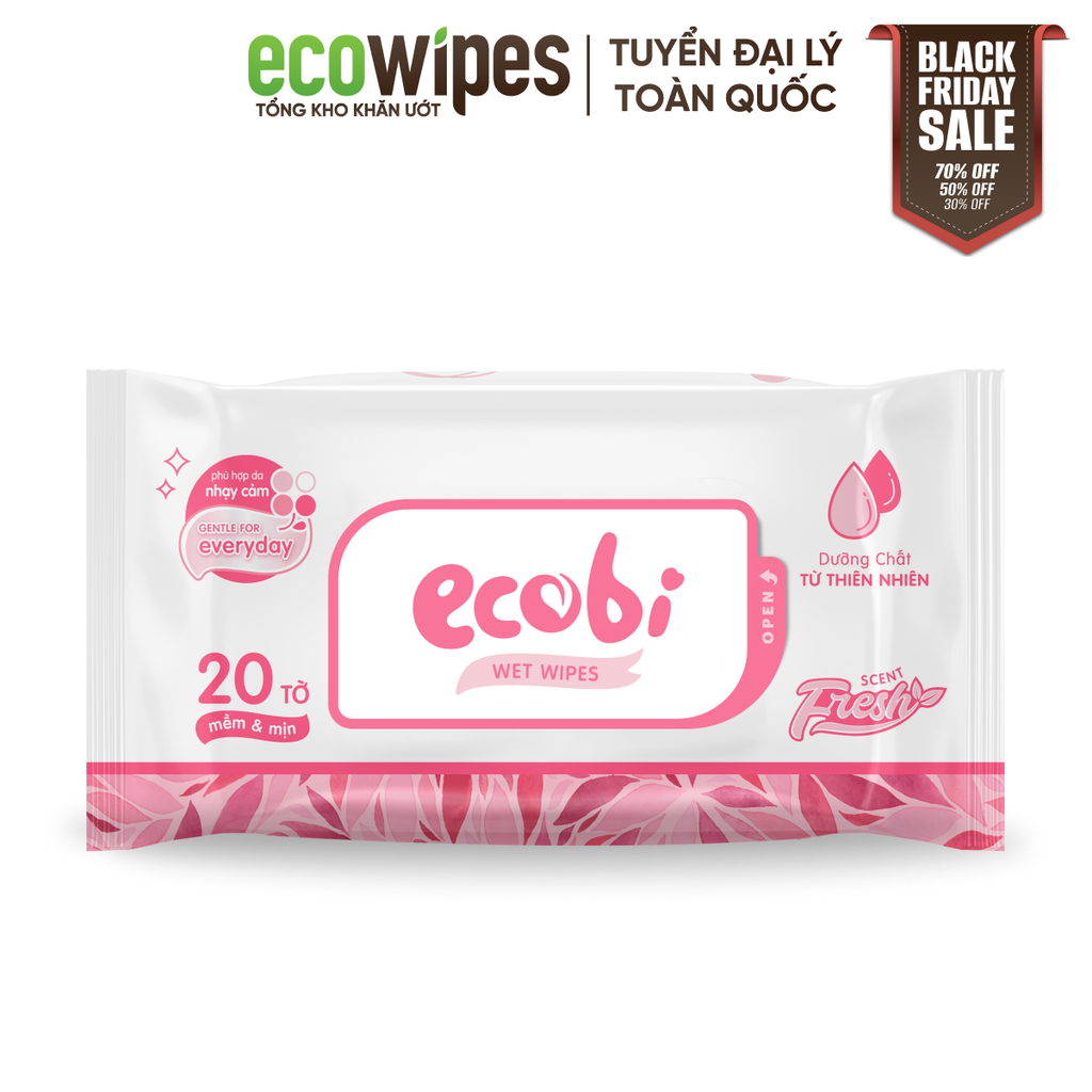 Khăn Ướt Cho Bé EcoWipes Ecobi Gói 20 Tờ