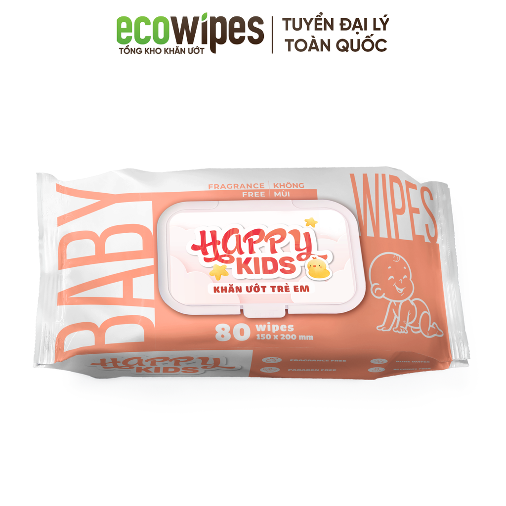 Khăn Ướt Cho Bé Happy Kids EcoWipes Không Mùi