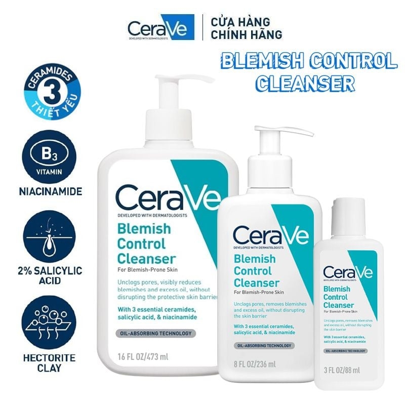 Sữa Rửa Mặt Cerave Cho Da Dầu Mụn Blemish Control Cleanser