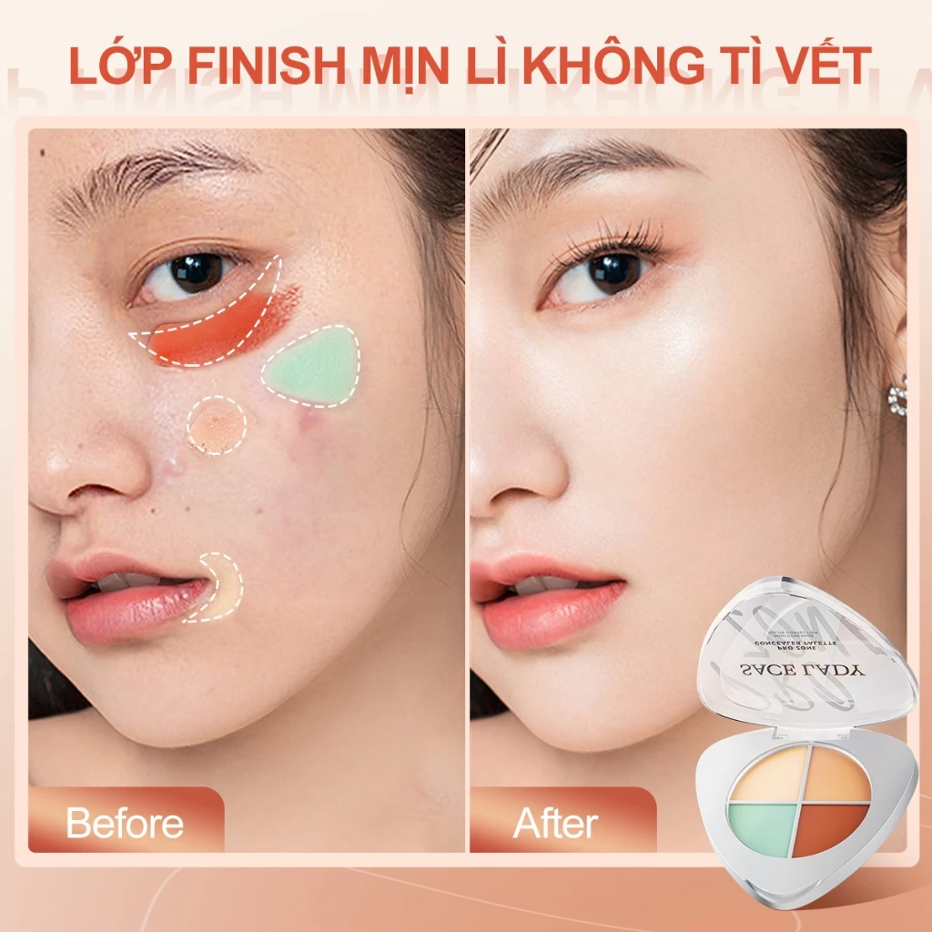 Bảng Kem Che Khuyết điểm Sace Lady Chống Thấm Nước Giúp Hiệu Chỉnh Màu Da 5.6g