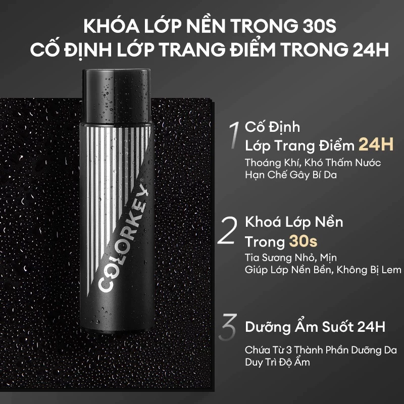Xịt Khoá Makeup Colorkey Nam Châm Đen Lâu Trôi, Bền Màu