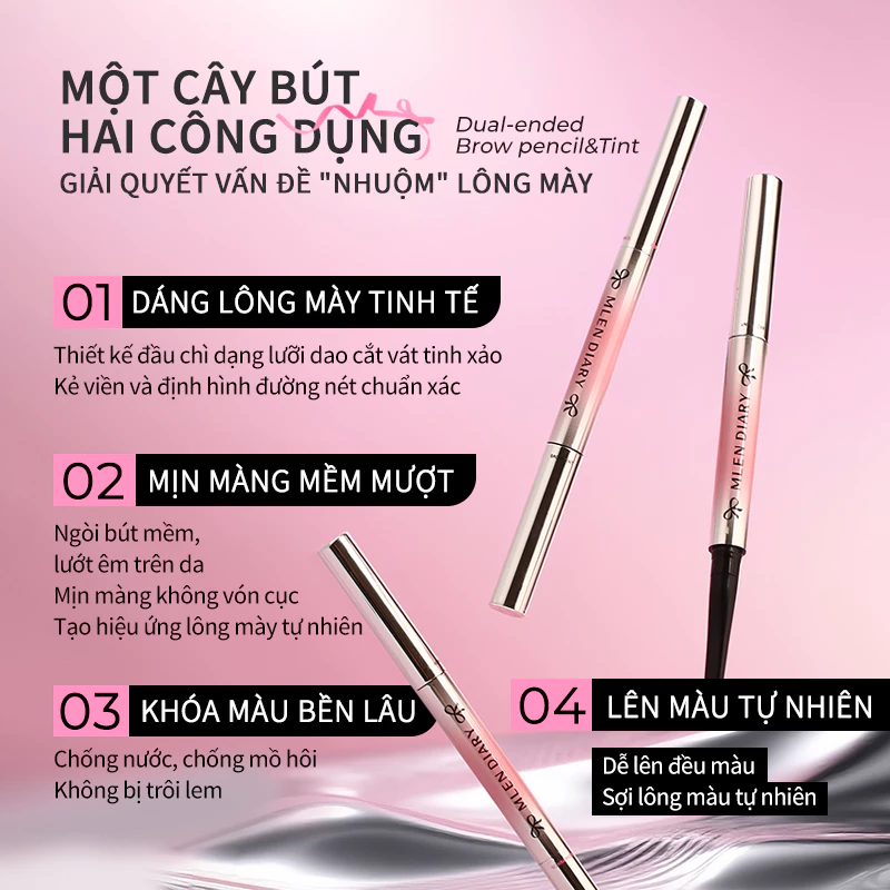Bút Chì Lông Mày Mlen Diary Chống Thấm Nước Nhanh Khô Nuôi Dưỡng Lông Mày